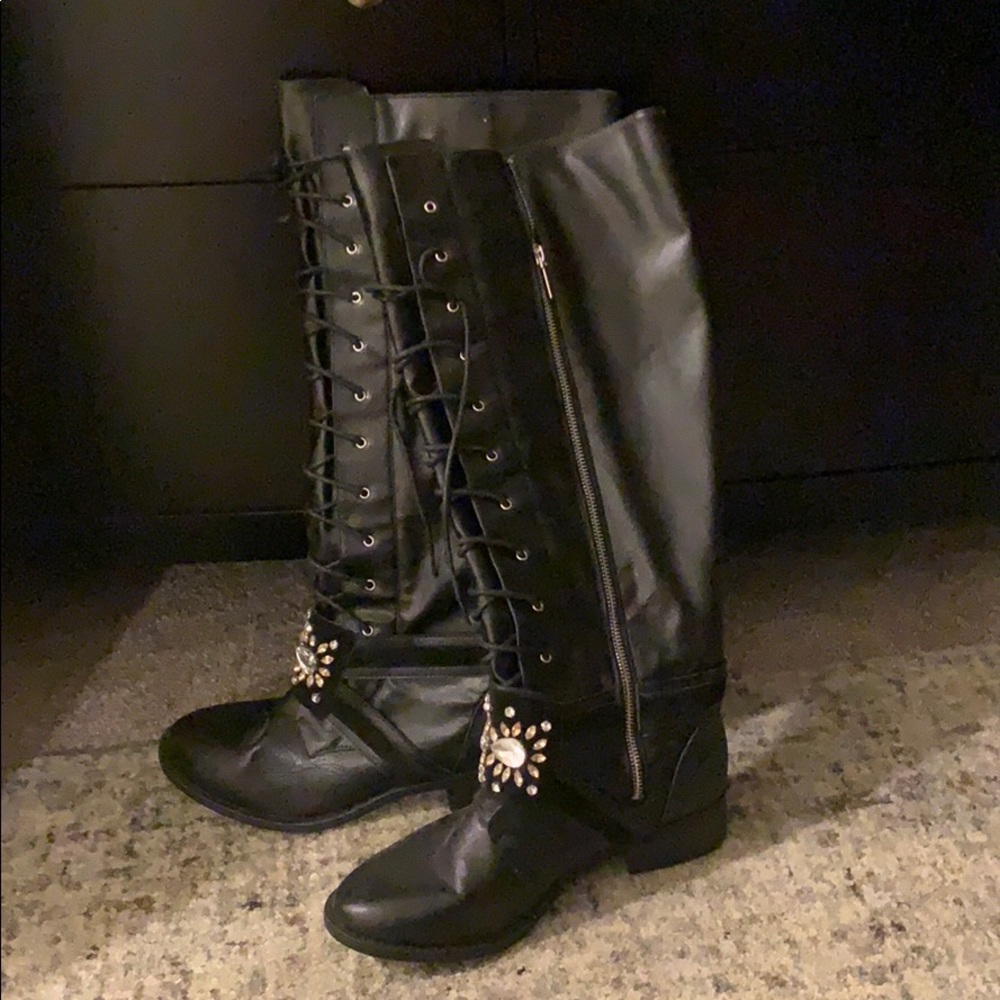 Knee high studded boots